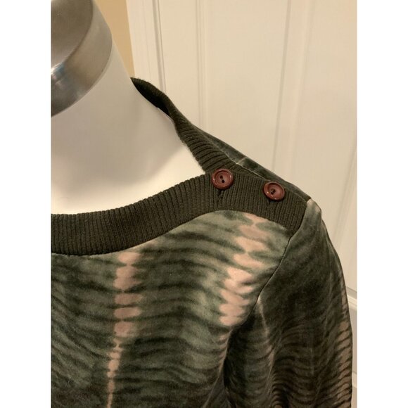 A.P.C. Green & Pink Tie Dye Boat Neck Dress w/ Shoulder Buttons, Size Medium - Picture 3 of 7